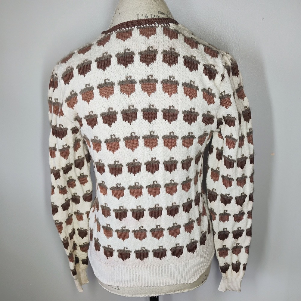 Vintage Dia North of Boston Cardigan Sweater Womens Small Acorn Squirrel Fall - Picture 6 of 15
